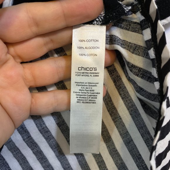 Chicos Striped Pullover Top Lace Detail Cotton - Picture 6 of 10